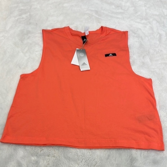 Adidas boyfriend tank size XL NWT coral/orange color crew neck 100% cotton - Picture 1 of 9